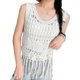 thumbnail image 1 of Hollowed Crocheted Sleeveless Round Neck Crop Tank Top for Women Summer Knitted Tassels Solid Camisole Beach Loose Vests, 1 of 4
