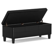 Afton 48 WD Rectangle Storage Ottoman Bench in Midnight Black Vegan Leather