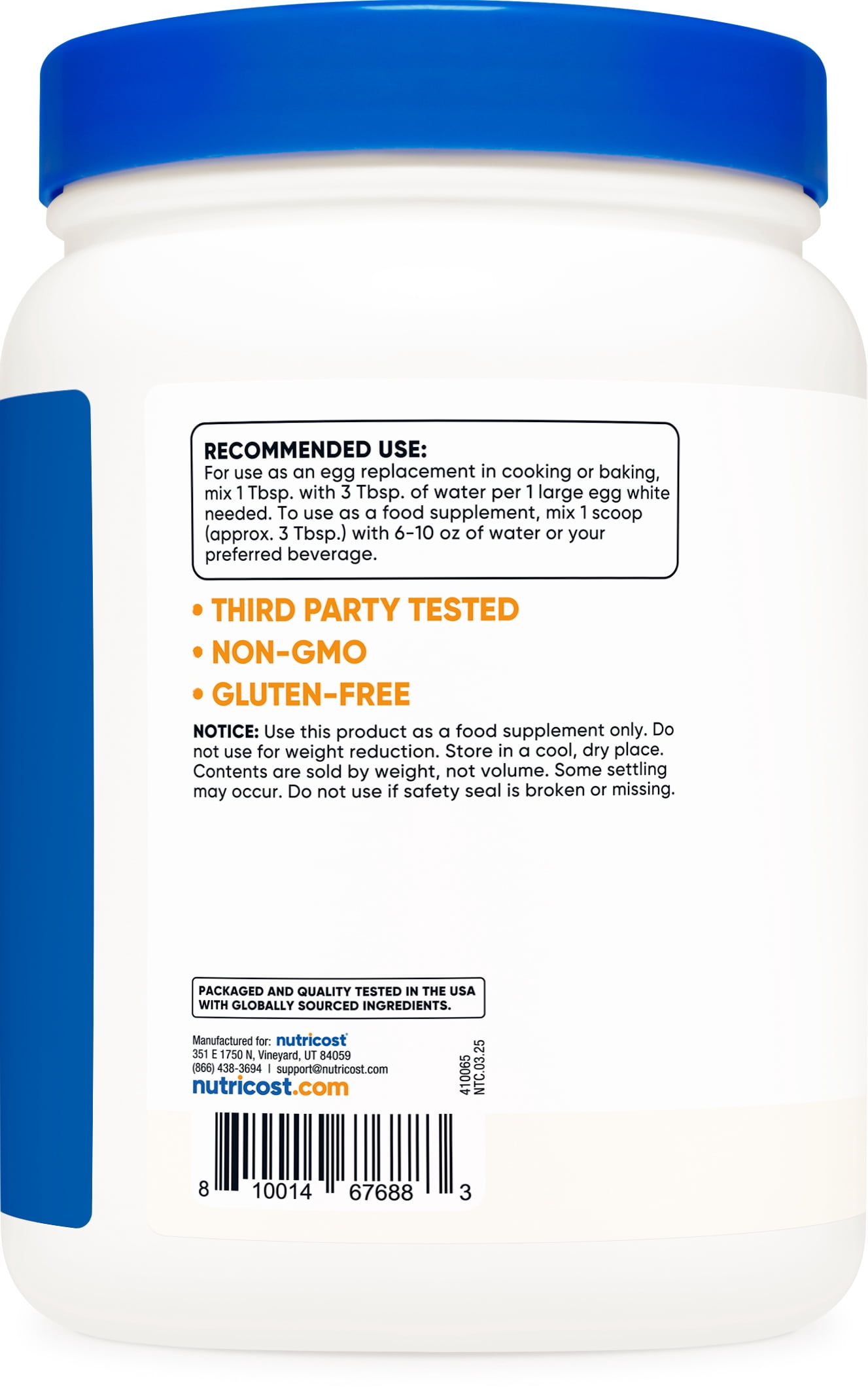 Nutricost Egg White Protein Powder 1lb (Unflavored) - Non-GMO, Gluten Free Supplement