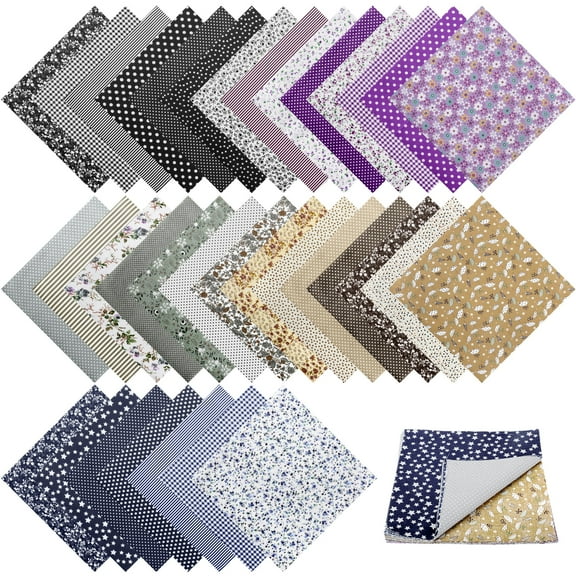 EEEkit 9.8'' x 9.8'' Quilt Fabric, 35pcs Printed Cotton Fabric for DIY Craft, Sewing, Scrapbooking