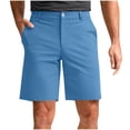 thumbnail image 3 of Vibrex Men's Shorts Elastic Waist Straight Buttons Zipper Solid Color Cargo Shorts Loose Comfort Summer Casual Work Shorts with Pockets, Gifts for Men,Sky Blue_3XL, 3 of 7