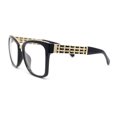 thumbnail image 3 of Retro Oversize Rectangle Horn Rim Double Rim Fashion Eyeglasses Black Gold, 3 of 4