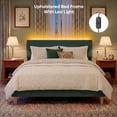 thumbnail image 3 of Bestier Corduroy Upholstered King Bed Frame with Adjustable Headboard, Platform Bed Frame with LED Light, Solid Wood Slats, No Box Spring Needed, Green, 3 of 8