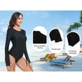 thumbnail image 6 of Ocean Blues Women's UPF 50+ UV Sun Protection Zipper Rash Guard Long Sleeve One Piece Swimsuit Black Swimwear Tummy Control One Piece Bathing Suit, 6 of 10