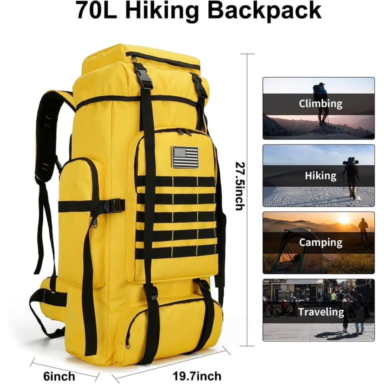 Hiking Backpack for Men 70L/100L Camping Backpack Military Rucksack Days Assault Pack for Climbing - Walmart.com Hiking Backpack for Men 70L/100L Camping Backpack Military Rucksack Days Assault Pack for Climbing - Walmart.com