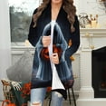 thumbnail image 2 of Kilaqueen Cute Cat Pumpkin Printed Womens Cardigan Fashion Plus Size Lightweight Cardigans Open Front Long Sleeve Fall Blouses Comfy Halloween Cardigan, 2 of 7