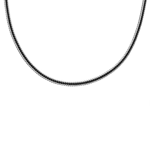 Mens Braided Two Tone Chain Necklace, Black IP over Stainless Steel