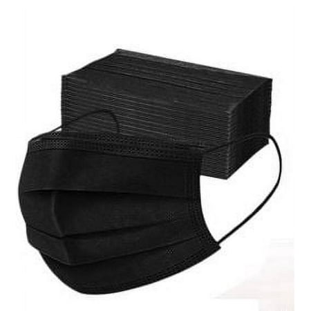 Em Yeraz 100 PCS Face Masks ,3 Ply Disposable Face Mask Filter Protection, Medical Procedure Mask, used for Men Women and Teen (Dark Black)
