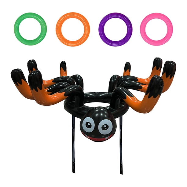 Juego inflable de lanzamiento de arañas con 4 s, juego de interior y exterior para nadar, fiesta Naranja