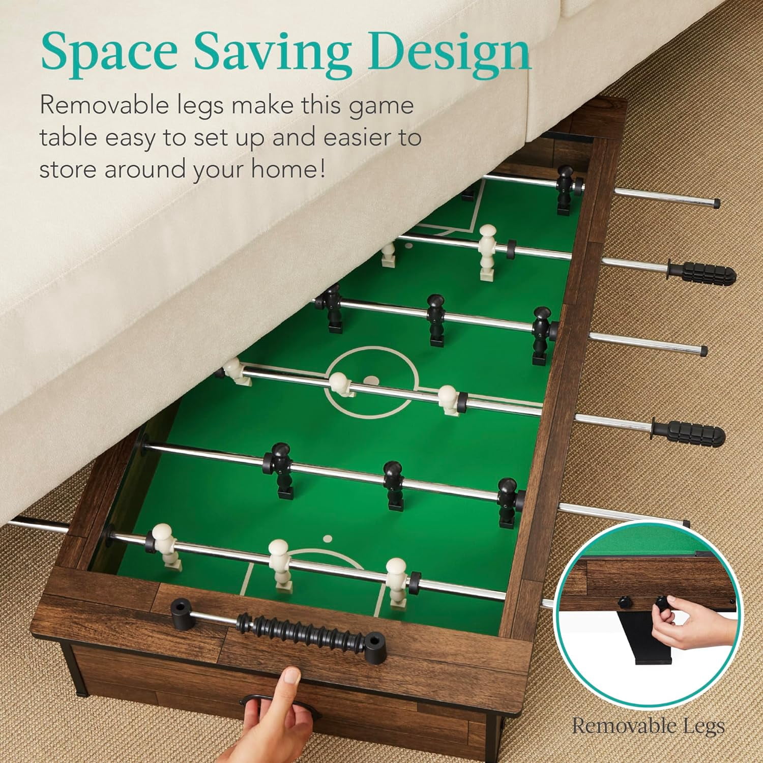 WBTER 40in Tabletop Foosball Table, Compact Mini Arcade Table Hand Soccer for Kids and Adults, Home, Game Room w/ 2 Balls