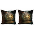 thumbnail image 1 of Ambesonne Fantasy Throw Pillow Cover 2 Pack, Clock Dream Sky Fiction, 18", Brown and Teal, 1 of 6