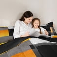 thumbnail image 5 of Feelyou Geometric Anstract Bedding Comforter Set for Adult, Grey Orange Square Twin Comforter Sets, Modern Fashion Reversible Bedding Set, Microfiber Bedroom Decor, 2 Pieces, 5 of 8