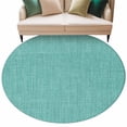 thumbnail image 2 of Round Area Rug 7 Ft, Vintage Teal Green Washable Non-Slip Circle Carpet for Living Room/Bedroom, Farmhouse Retro Solid Color Linen Texture Low-Profile Large Runner Mat Collection Rugs for Indoor, 2 of 7