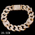 thumbnail image 1 of Pulsera de eslabones cubanos de cristal brillante para hombre y mujer, brazalete con diamantes de imitación, Color dorado y plateado, estilo Hip Hop, Miami Fivean unisex, 1 of 2