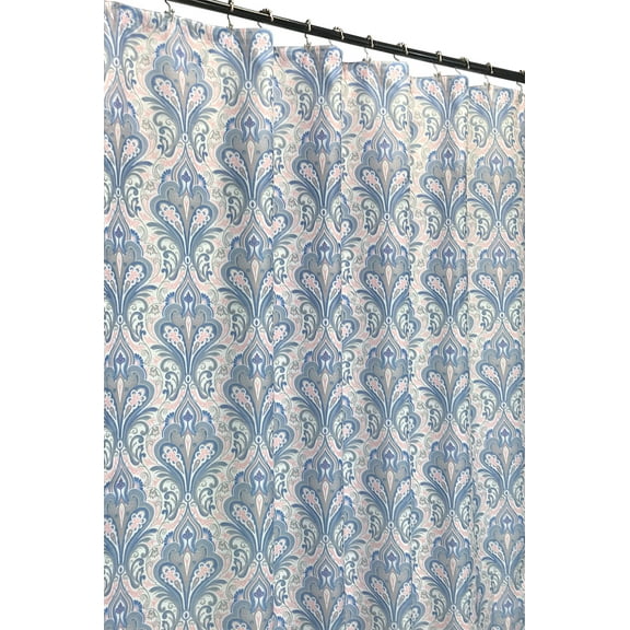 Serafina Home Paisley Floral Blue, Pink And Gray Fabric Shower Curtain for Bathroom: Elegant Damask