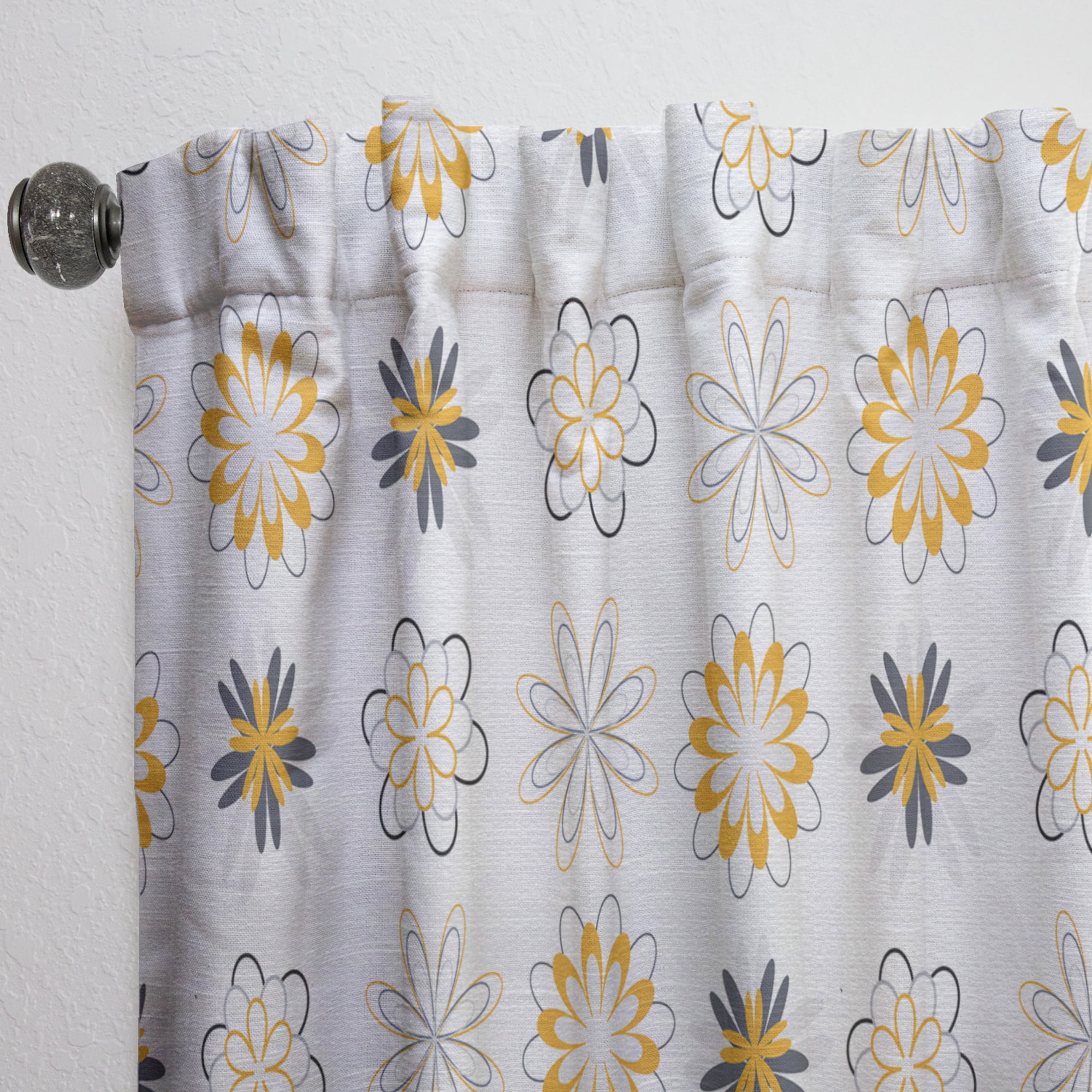 Designart 'Floral Retro Pattern VIII' Mid-Century Modern Curtain Panel