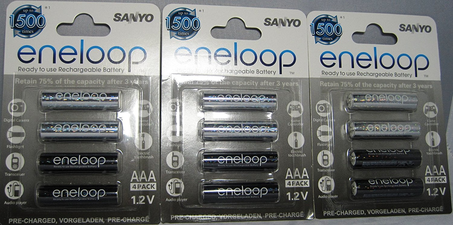 SANYO Eneloop 4 Pack AA NiMH Pre-Charged Rechargeable Batteries