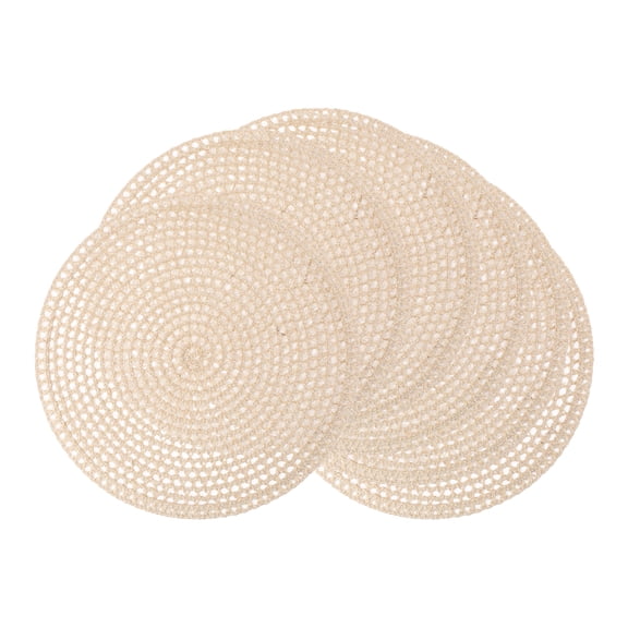 Unique Bargains 6Pcs Farmhouse Hollowed-out Placemats Light Brown 15" x 15"
