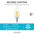 thumbnail image 4 of Luxrite 5W E12 Vintage Candelabra LED Dimmable Light Bulbs, 60W Equivalent 3000K Soft White, 550 Lumens, Flame Tip, 24-Pack, 4 of 7