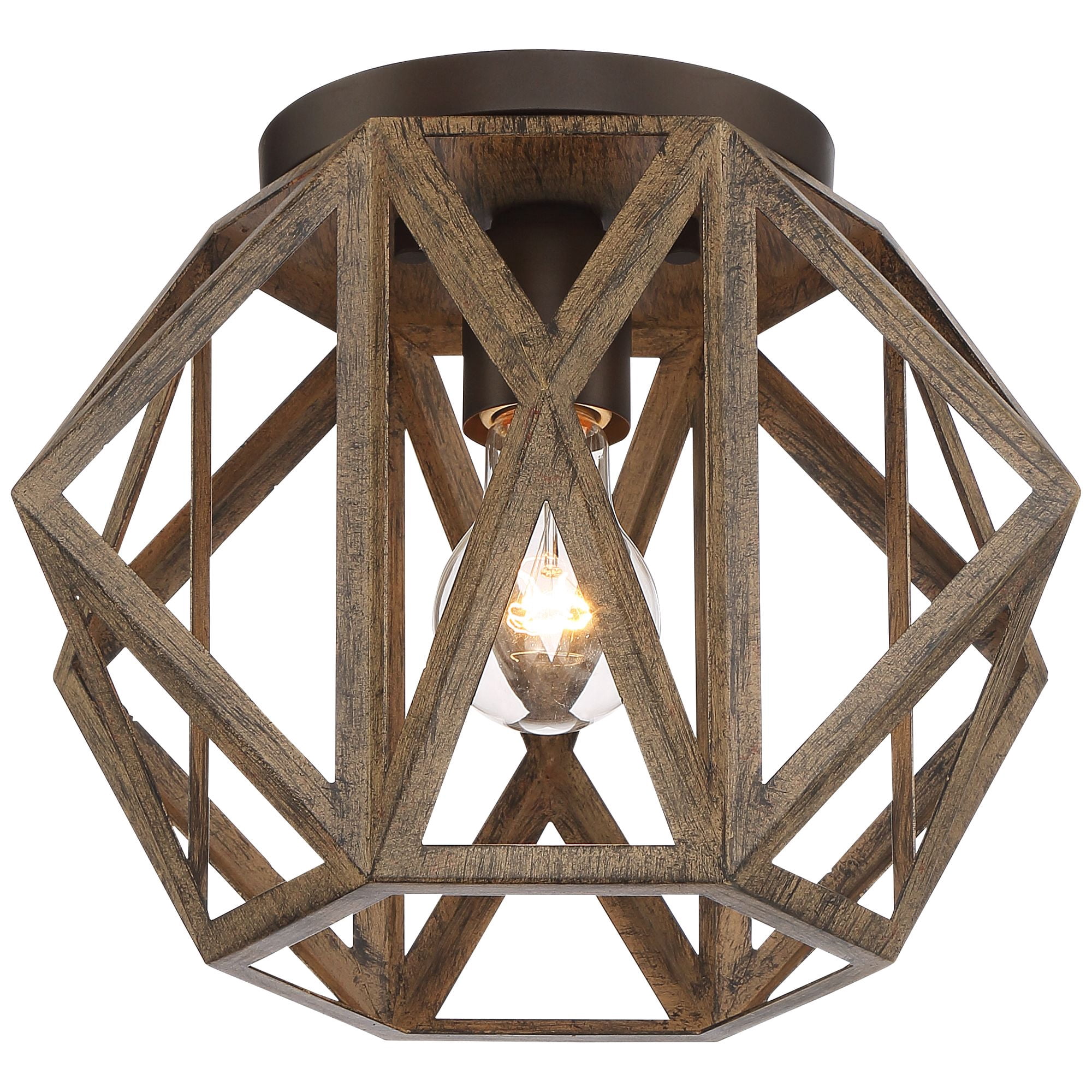 Possini Euro Design Moorcroft Rustic Farmhouse Ceiling Light Flush Mount Fixture 12 1/4" Wide Oil Rubbed Bronze Painted Wood for Bedroom Living Room