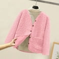 thumbnail image 2 of AHTJRT Fleece Cardigans for Boys Girls V Neck Button Down Sweaters with Pockets Fall Spring Thermal Fuzzy Sherpa Lined Outerwear Coats Pink 6-7 Years, 2 of 7