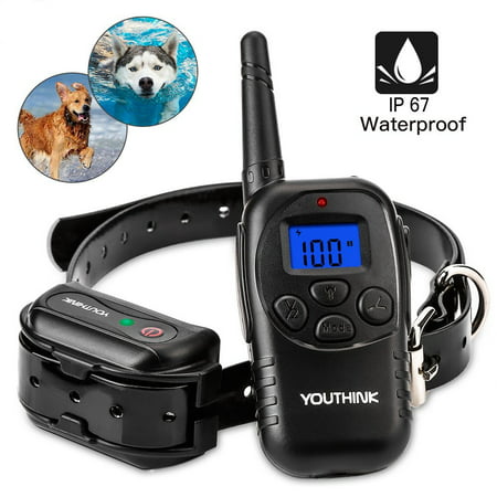 Dog Training Collar, 900ft 100% Waterproof Rechargeable Dog Shock Collar Remote Transmitter with Beep Vibrating Electric Shock Collar for All Size Dogs