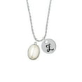 thumbnail image 2 of Delight Jewelry Silvertone Small Cream Imitation Pearl Silvertone Script Initial Disc - Z - Charm Necklace, 20"+3", 2 of 4