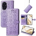 thumbnail image 1 of Funda Cartera FOXDOCK para Honor 200 Pro , Flip PU con Relieve de Gatos y Perros, Tarjetero y Soporte, 1 of 6