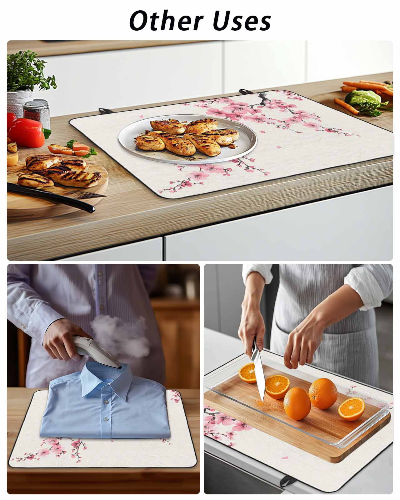 Stove Top Covers for Electric Stove, Cherry Blossoms Glass Stovetop Cover Protector, Pink Flower Floral Spring Nature Country Induction Cooktop Protector Oven Mat for Kitchen Countertop 24"x21"