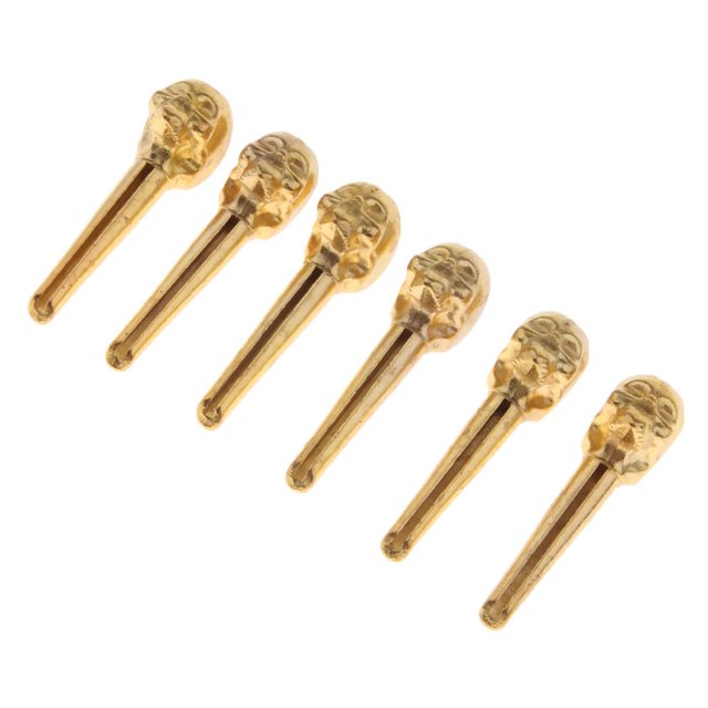 6 piezas de acero inoxidable para guitarra Studs Skull Decor for Guitar Gold Sunnimix Pasadores de puente de guitarra acústica