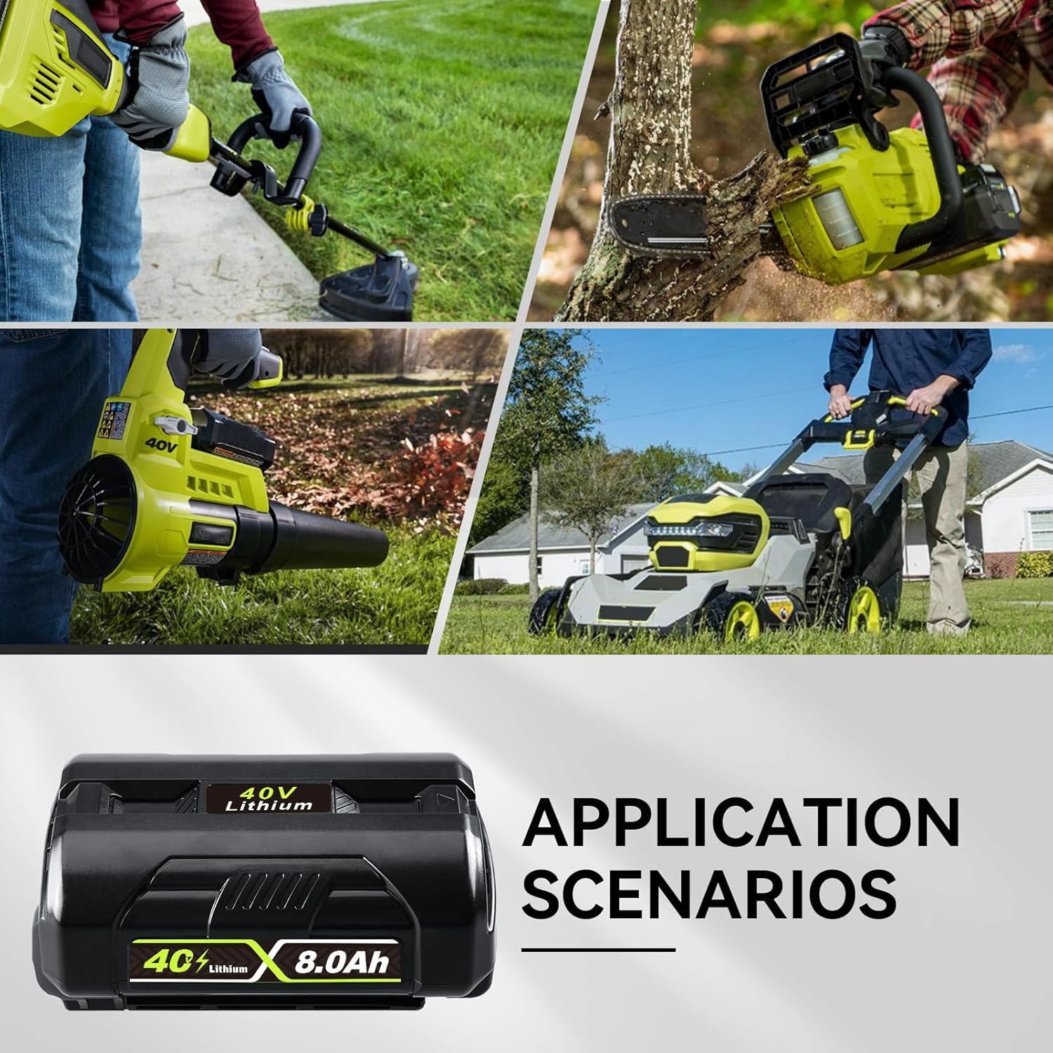 Upgraded 8.0Ah Replacement for Ryobi 40V Battery Compatible with OP4026 OP40601 OP4050A OP4040 40V Cordless Power Tools