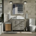 thumbnail image 2 of Jacques 36 in W Distressed Grey Bath Vanity, Carrara Marble Top, Faucet Set, & 34" Mirrors, 2 of 4