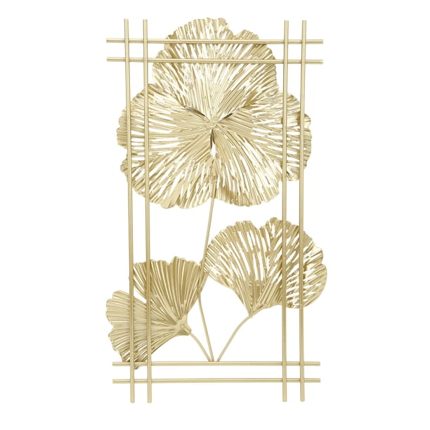 Decoración de la Pared de la Haja de Ginkgo, Decoración de Colgante de Hoja de Hierro Dorado Resistente Al Desgaste Moderno para Sala de Estar