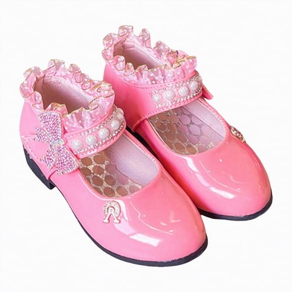 Linfrsh Toddler Girl Dress Shoes Girls Dress Shoes Toddler Little Kid Flats Mary Jane School Bowknot Flower Girl Party Ballerina Flat Shoes(Light Pink,Size13)
