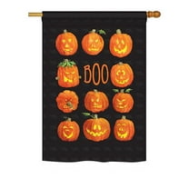 Breeze Decor BD-HO-H-112071-IP-BO-DS02-US 28 x 40 in. Seasonal Halloween Impressions Decorative Vertical House Flag - Pumpkins Boo Fall