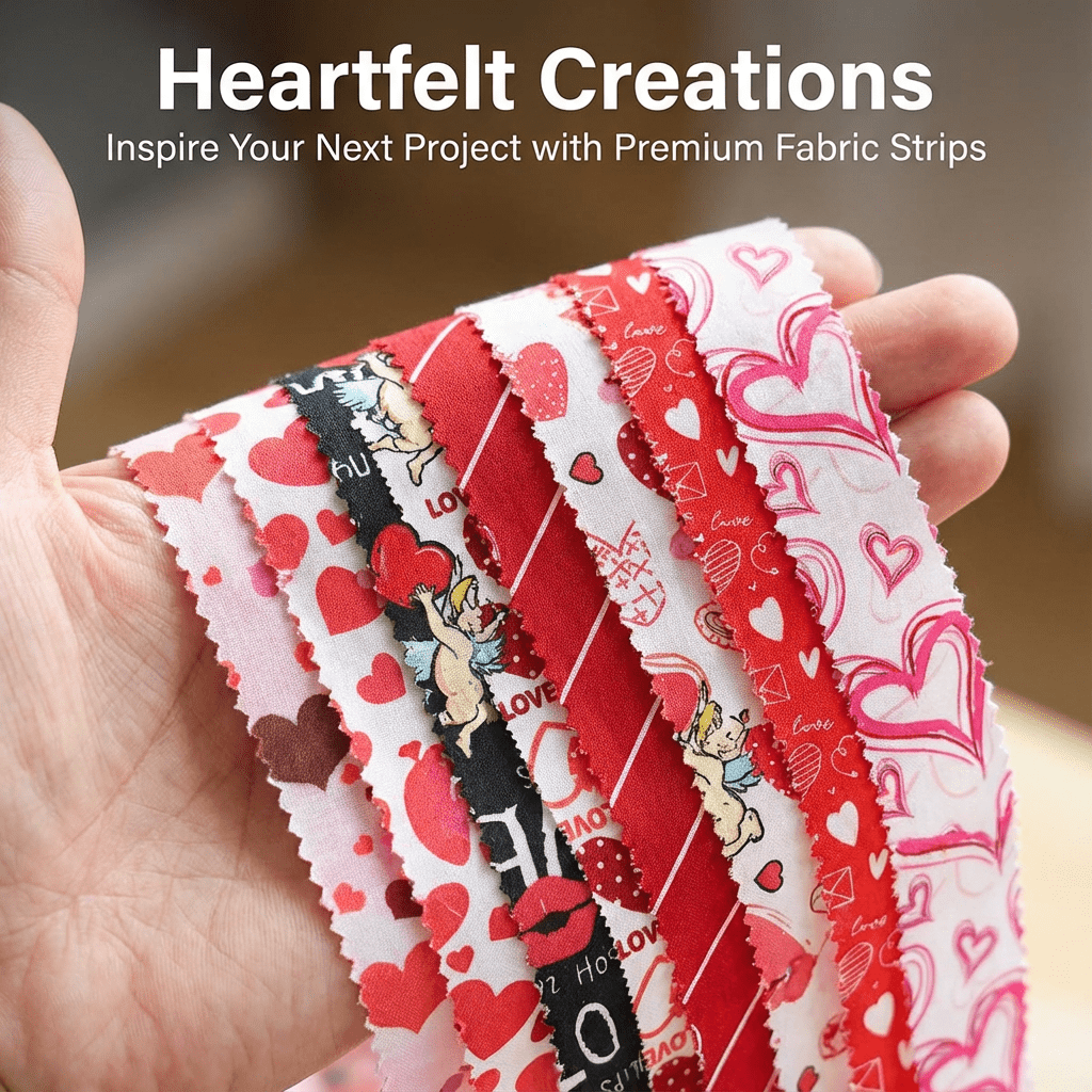 iMzoon 80 Pcs Precut Jelly Roll Fabric Strips for Quilting, Jelly Rolls Quilting Fabric Strips Bundles, DIY Sewing Supplies, Material for Quilting, Pink Heart Design
