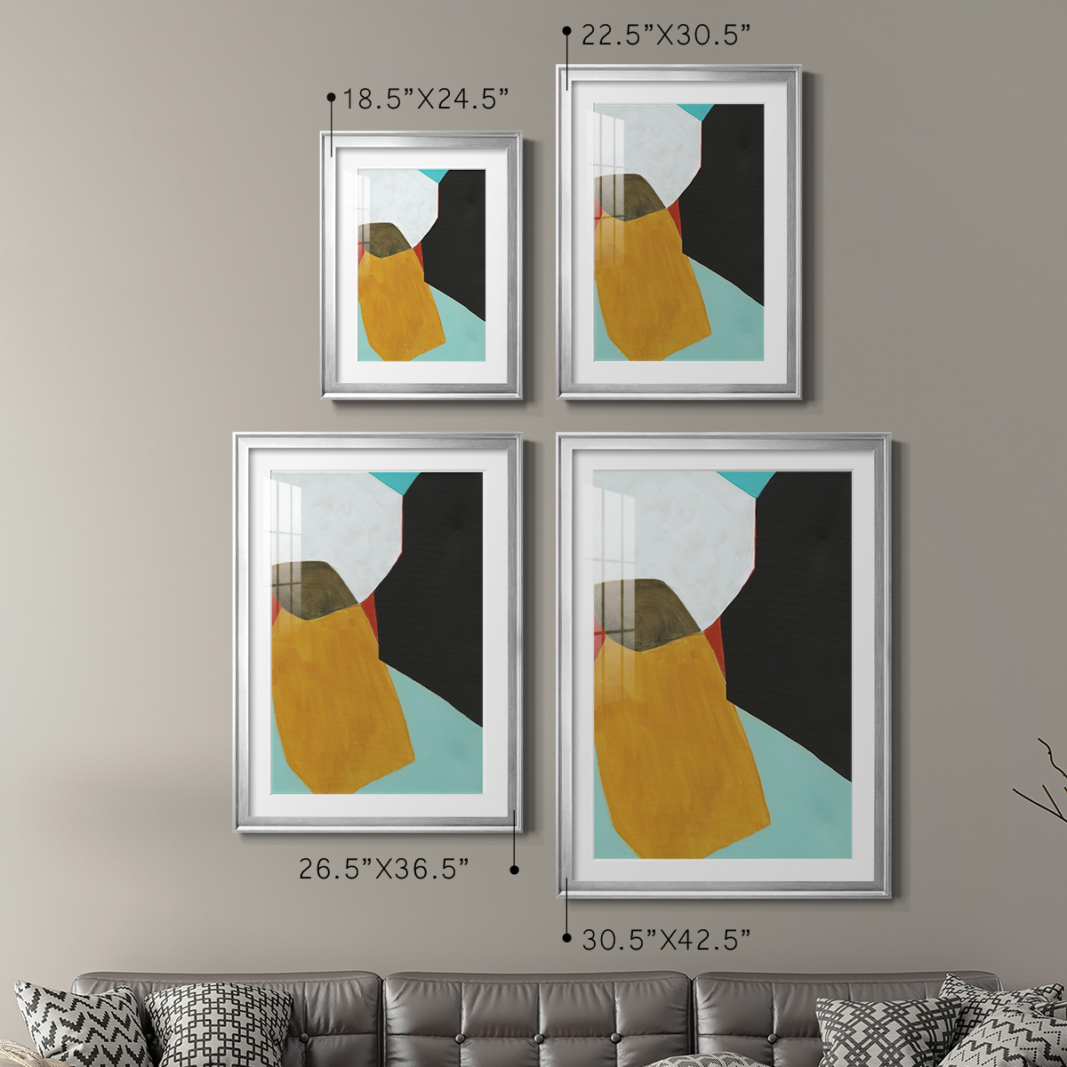 Wexford Home Graphica I Premium Framed Print, 22.5" x 30.5" - Ready to Hang, Silver (Set of 2)