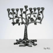 9.5" Distressed Silver Chanukah Hanukkah Traditional Menorah Tree w/ Leaves