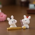thumbnail image 3 of Yoone 2Pcs Rabbit Statue Creative Adorable Garden Decor Photo Props Mini Funny Vivid Poses Bunny Figurine Home Decoration, 3 of 6