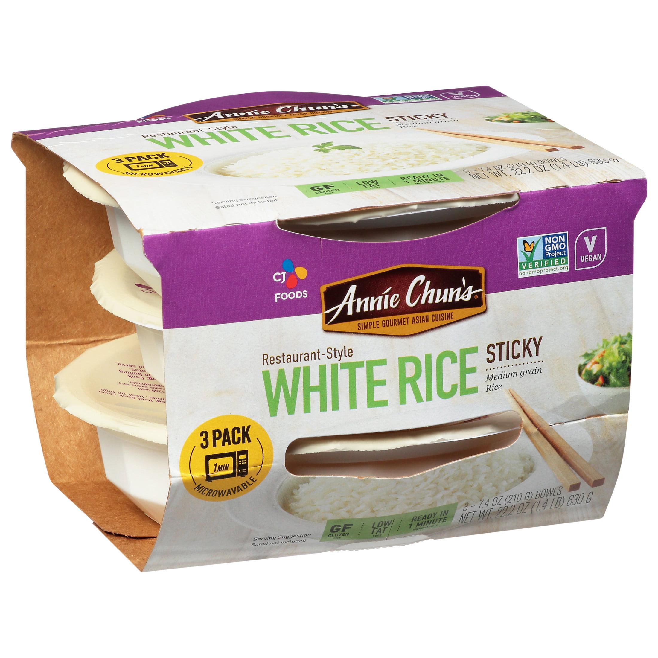 Annie Chun's Cooked Sticky White Rice, 22.21 oz 6 Pack