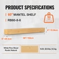 thumbnail image 3 of VEVOR Fireplace Mantel Wood Shelf Floating Rustic Fireplace Mantel 60" Natural, 3 of 9