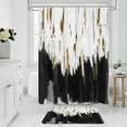 thumbnail image 6 of Zrodlmo Abstract Black Ombre Fabric Shower Curtain and Rug Sets, 16pc Modern Bathroom Curtain Sets, 72" x 72", Black, 6 of 8