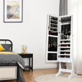 thumbnail image 3 of Giantex Jewelry Armoire Cabinet, Freestanding Jewelry Storage Organizer w/ Full Length Mirror, Tilting Angles & LED, White, 3 of 10