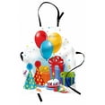 thumbnail image 1 of Birthday Apron Multicolor Slice of Strawberry Pie Party Set Up with Hats Balloons Presents Stars, Unisex Kitchen Bib Apron with Adjustable Neck for Cooking Baking Gardening, Multicolor, by Ambesonne, 1 of 3