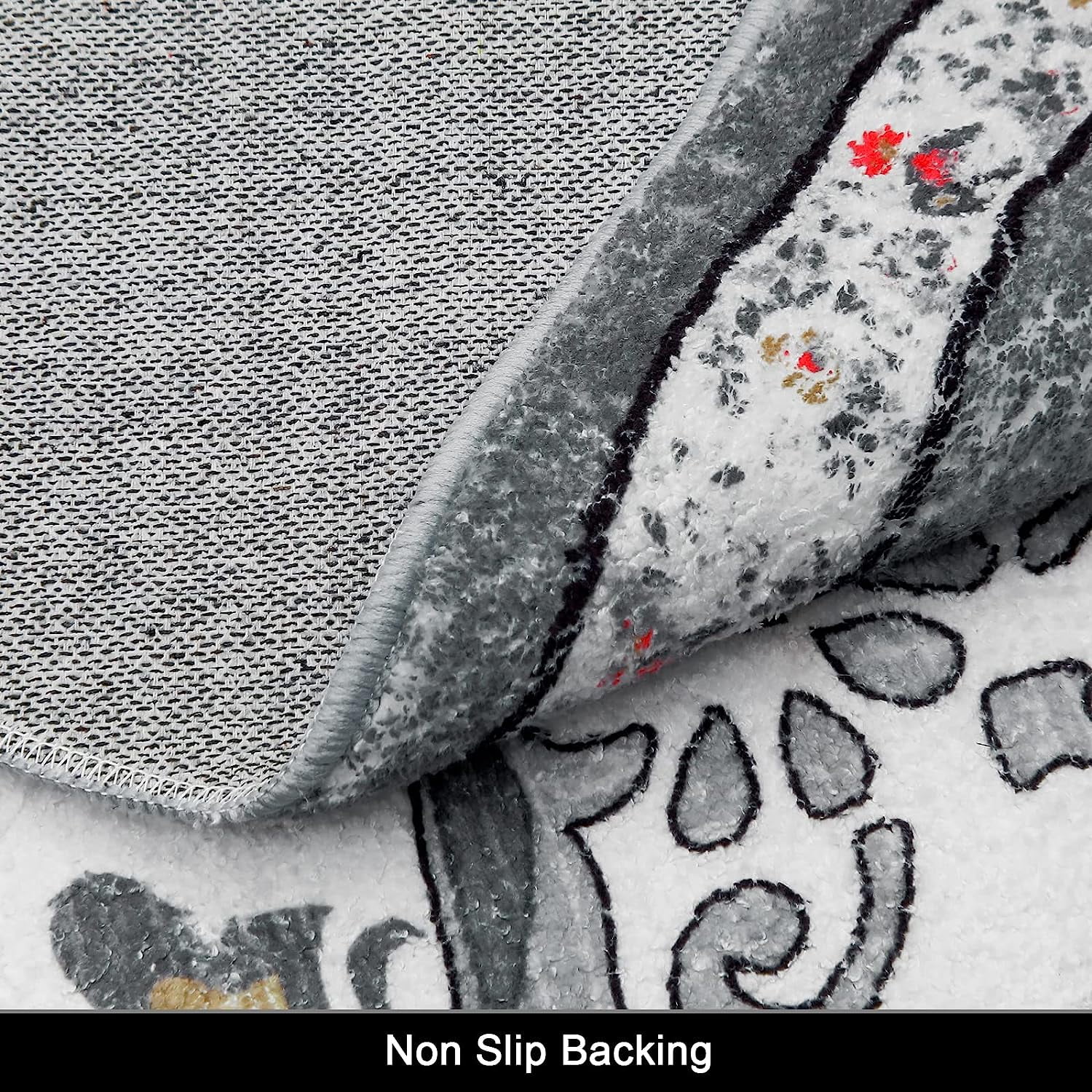 Findosom 5.25'Round Area Rug,Non Slip Washable Round Rug Boho Area Rug for Living Room,Bedroom,Home Decor,Office,Dining Room,Gray