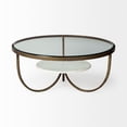 thumbnail image 2 of Reinhardt I 36" Round Clear Glass Top Marble Shelf Gold Base Coffee Table, 2 of 3