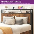 thumbnail image 3 of Uforic Brown Queen-Sized Metal Bed with Wooden Headboard,Charging Station, Four Storage Drawers, Perfect for Adults, 3 of 6