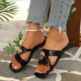 thumbnail image 6 of Samdudou Womens Slide Sandals Elegant Square Open Toe Slip On Flats Chic Cutout Straps with Unique Metallic Insect Hardware Accent Dressy Evening Party Shoes Summer Footwear, 6 of 6