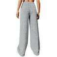 thumbnail image 5 of YOIAVAIOY Women's Warm Lounge Pant Fuzzy Fleece Pants Elastic Waisted Wide Leg Trousers Winter Casual Baggy Trousers Gray M, 5 of 9