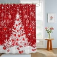 thumbnail image 4 of Shower Curtains for Bathroom, Red Christmas Tree Waterproof Fabric Shower Curtain, Balls Xmas Snowflake Winter Decorative Bathroom Curtain for Bathtub, 66"x72", No Hooks Included, 4 of 9